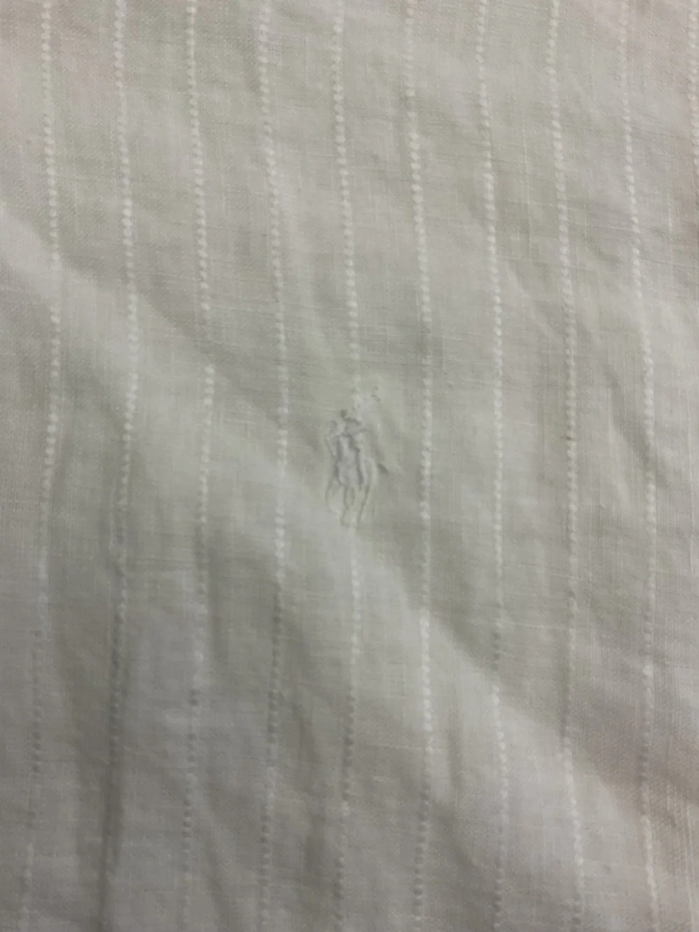Polo Ralph Lauren Men XXL White Textured Stripe 100% Linen Button Down Shirt